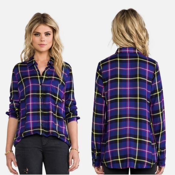Revolve Splendid Snowpeak Plaid Button Down Shirt - Picture 1 of 6